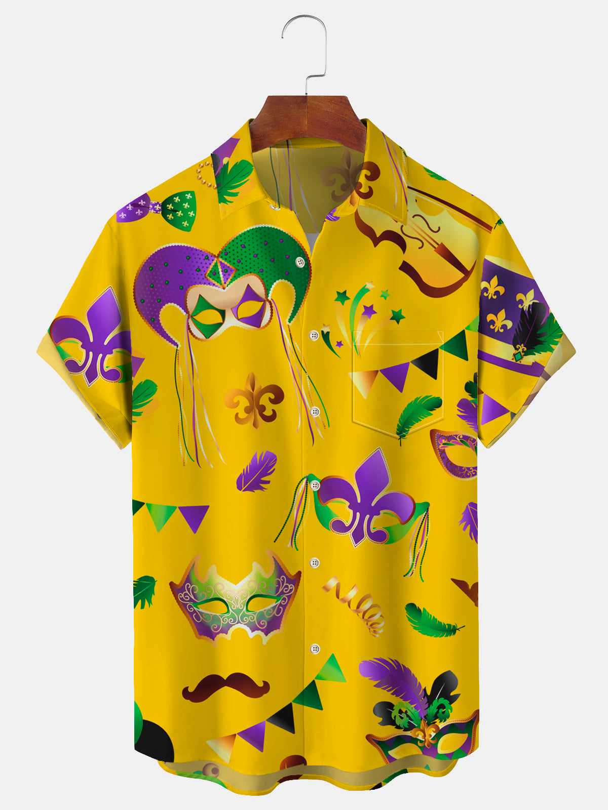 Casual Art Vintage Carnival Mardi Gras Short Sleeve Men's Shirts With Pocket