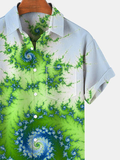 Abstract Short Sleeve Men's Shirts With Pocket