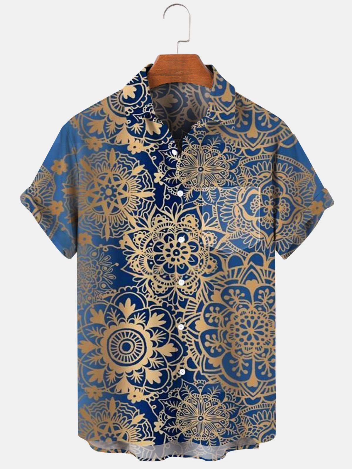 Flower Men's Shirts With Pocket