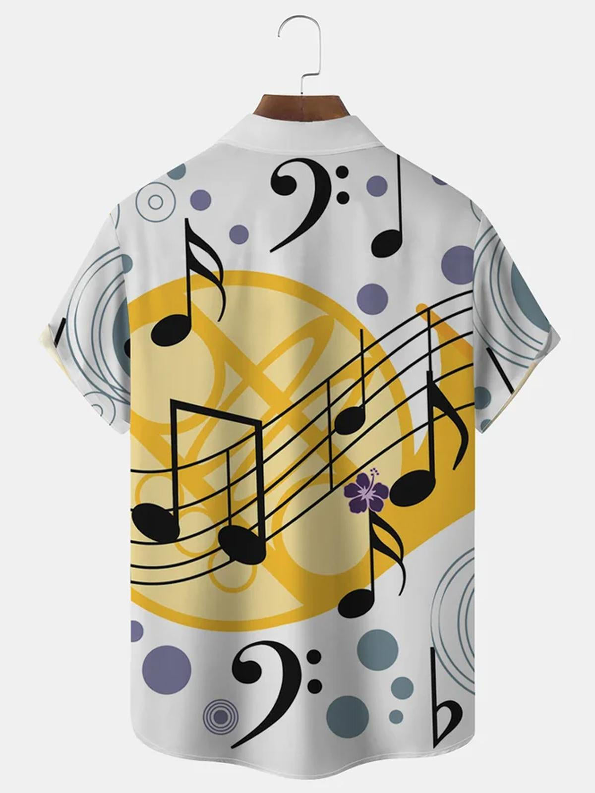 Music Note Men's Shirts With Pocket