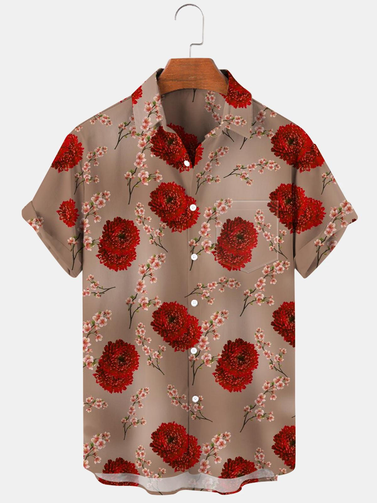 Flower Men's Shirts With Pocket