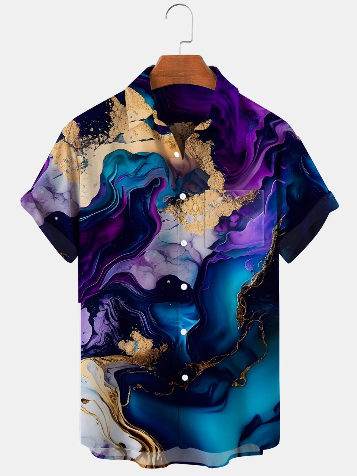 Abstract Men's Shirts With Pocket