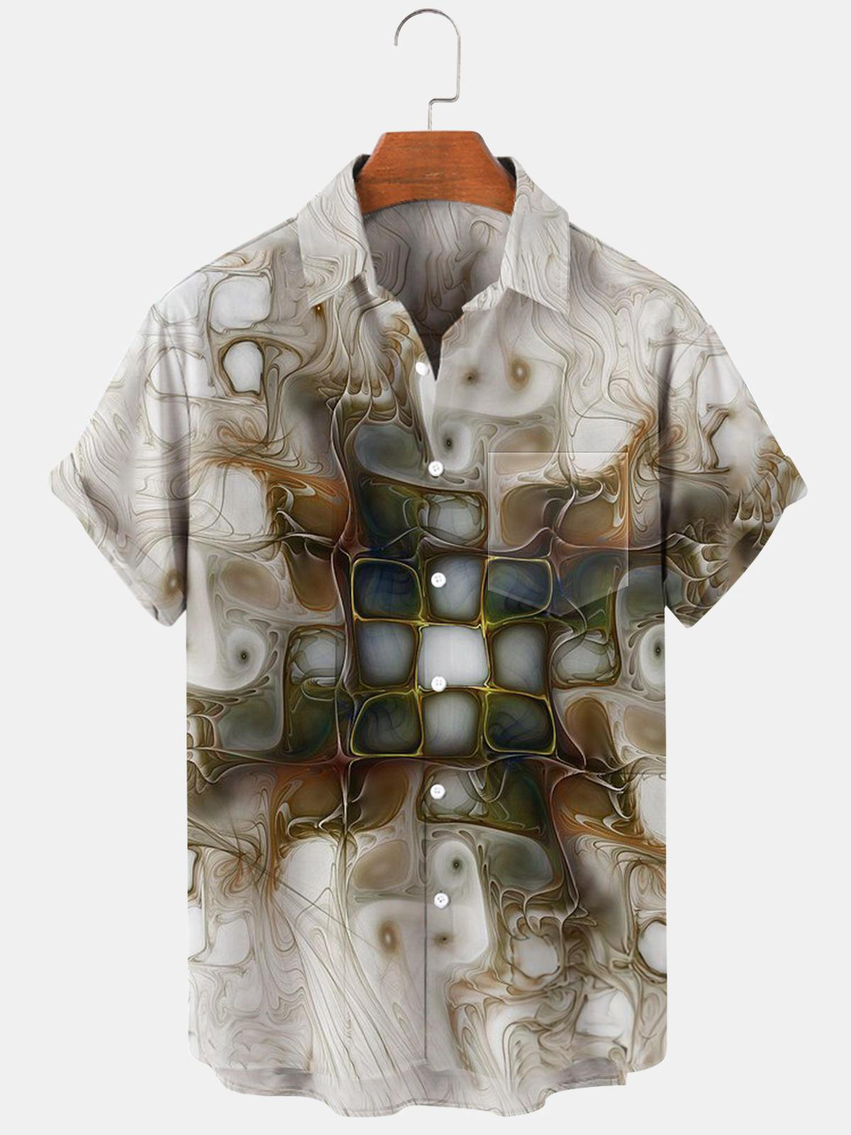 Abstract Men's Shirts With Pocket