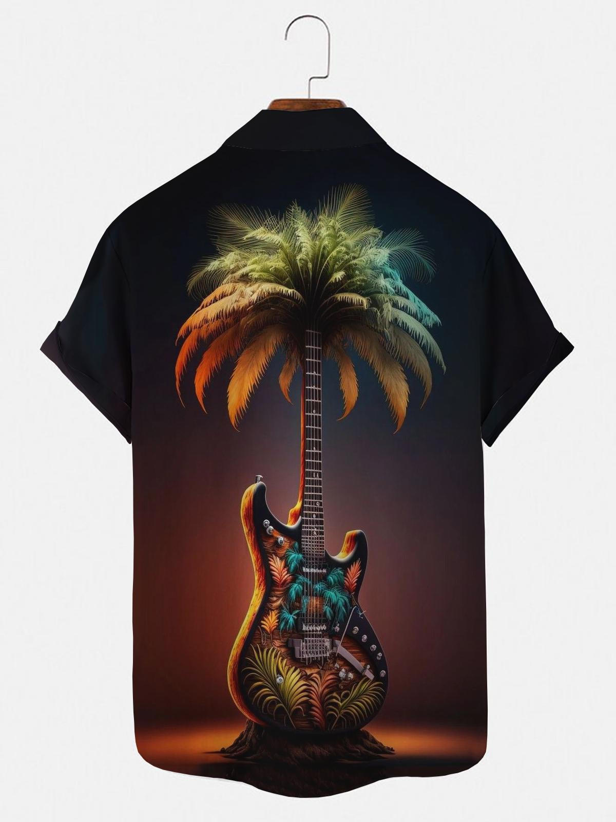 Gitarre Coconut Tree Herren Hemden mit Tasche