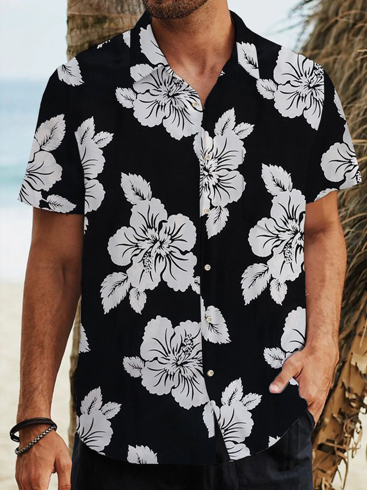 Casual Art Vintage Aloha Hawaiian Short Sleeve Men's Shirts With Pocket