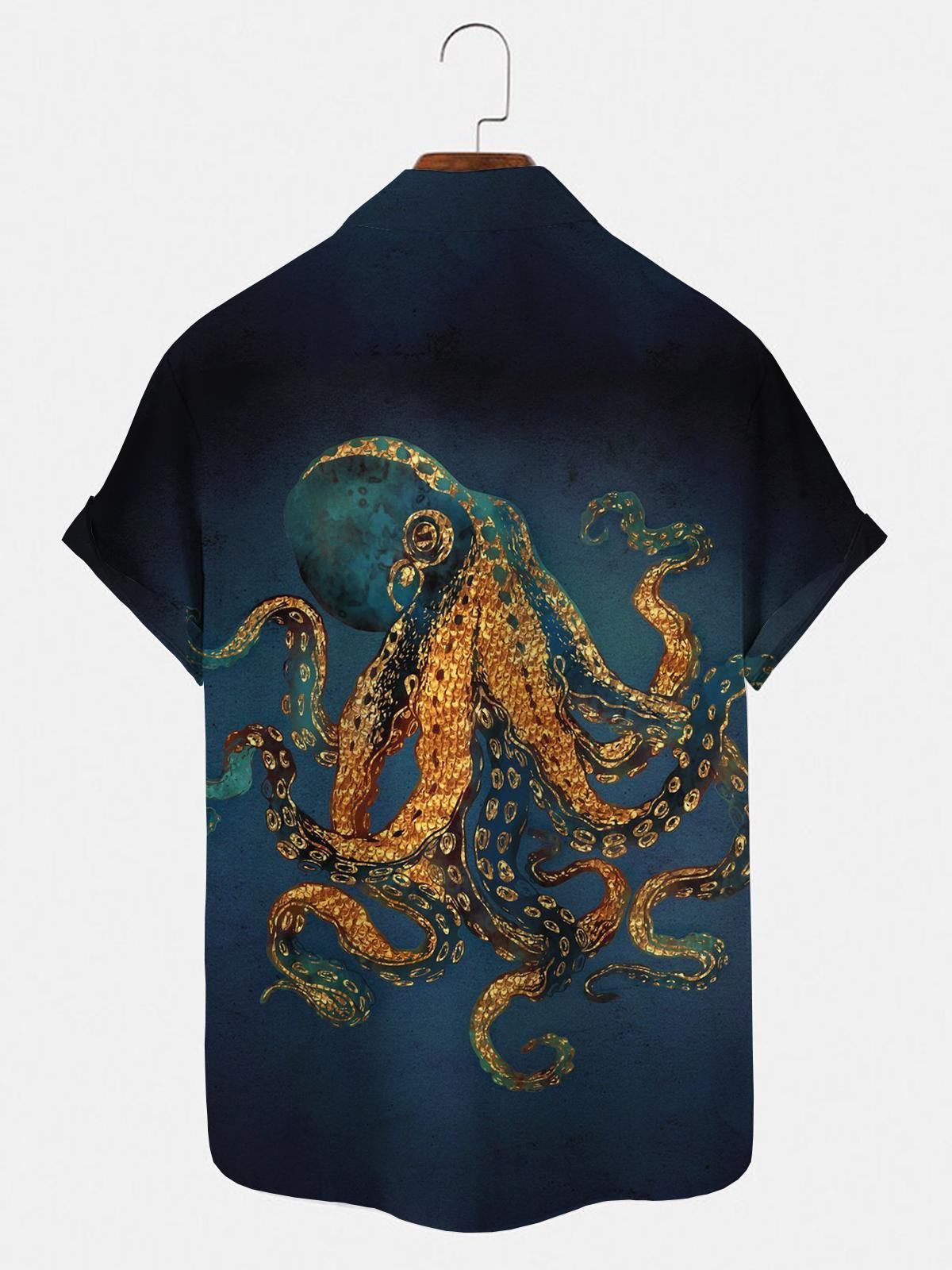 Octopus Men's Shirts With Pocket