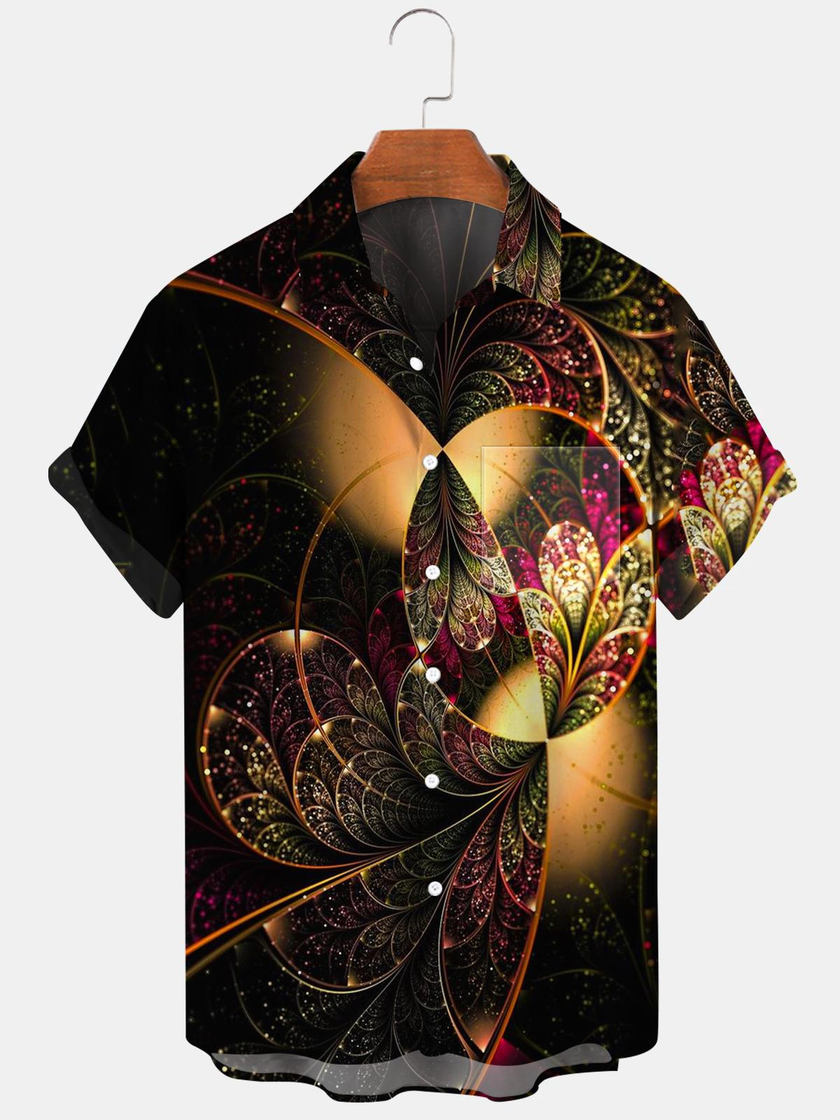 Abstract Men's Shirts With Pocket