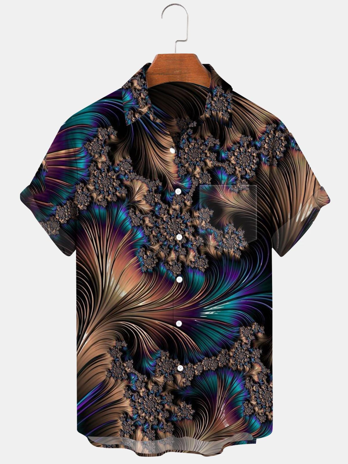 Abstract Men's Shirts With Pocket