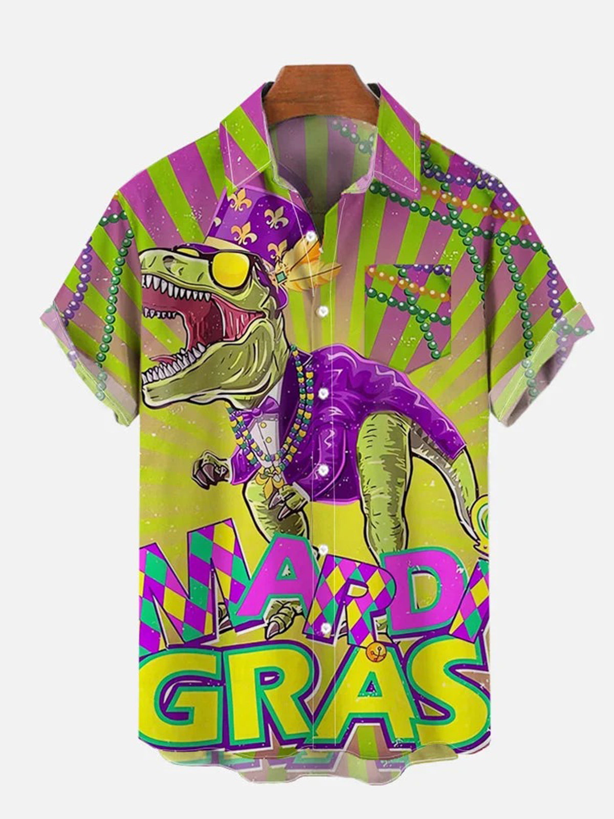 Carnival Dinosaur Short Sleeve Men's Shirts With Pocket