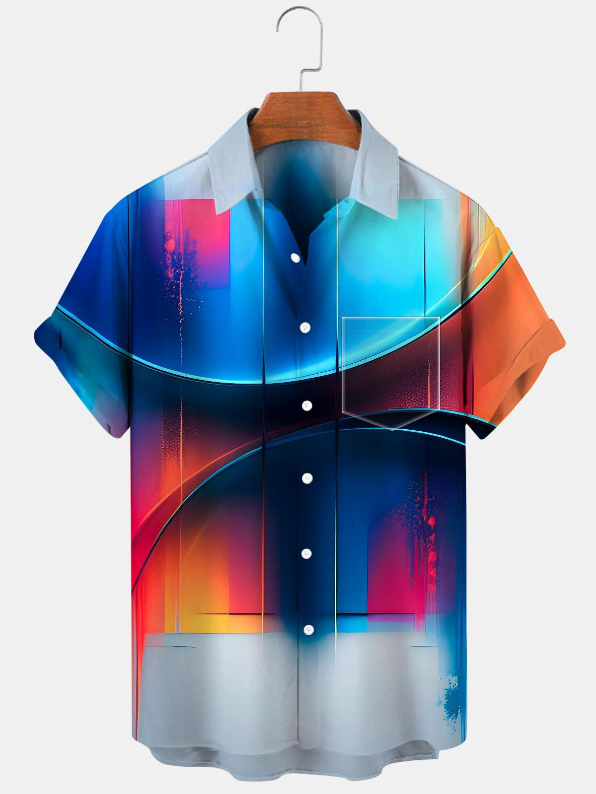 Abstract Men's Shirts With Pocket