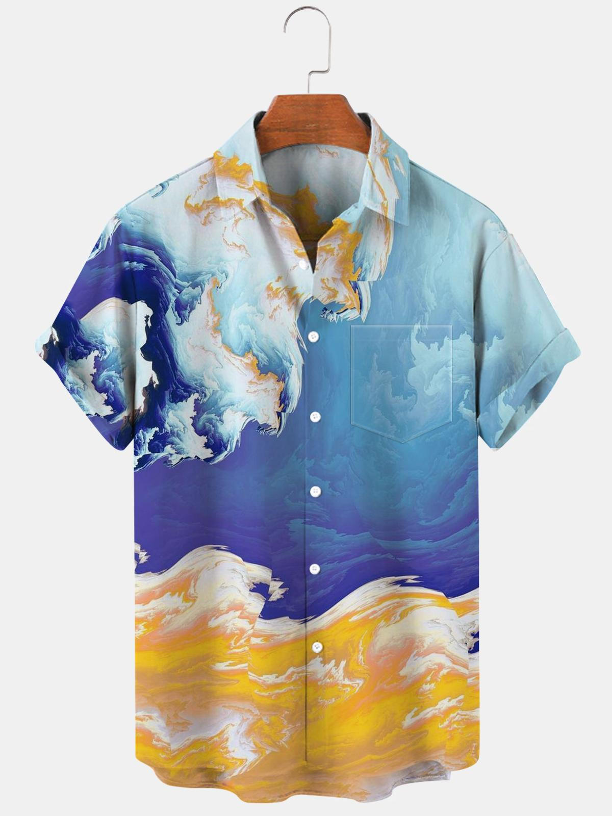 Sea Wave Men's Shirts With Pocket