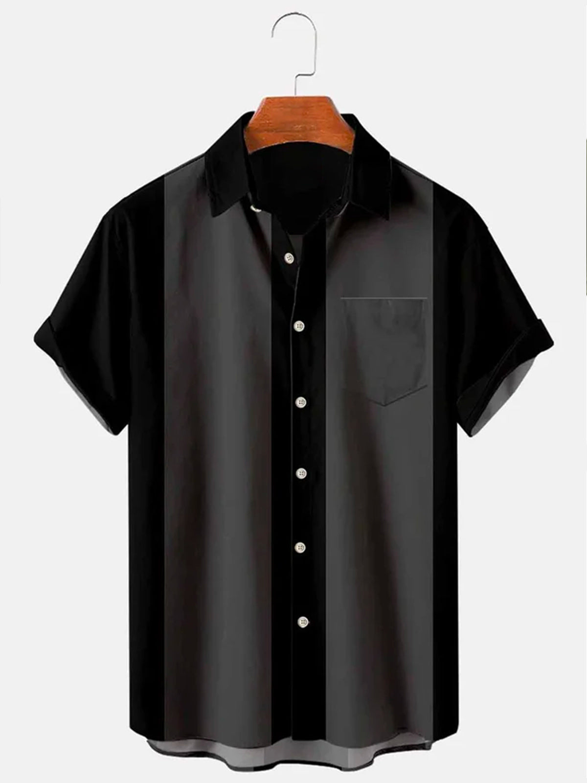 Retro Classic Contrasting Colors Short Sleeve Men's Shirts With Pocket