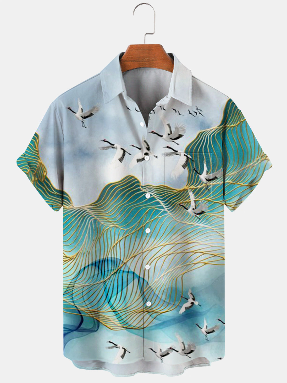 Art painting print Short Sleeve Men's Shirts With Pocket