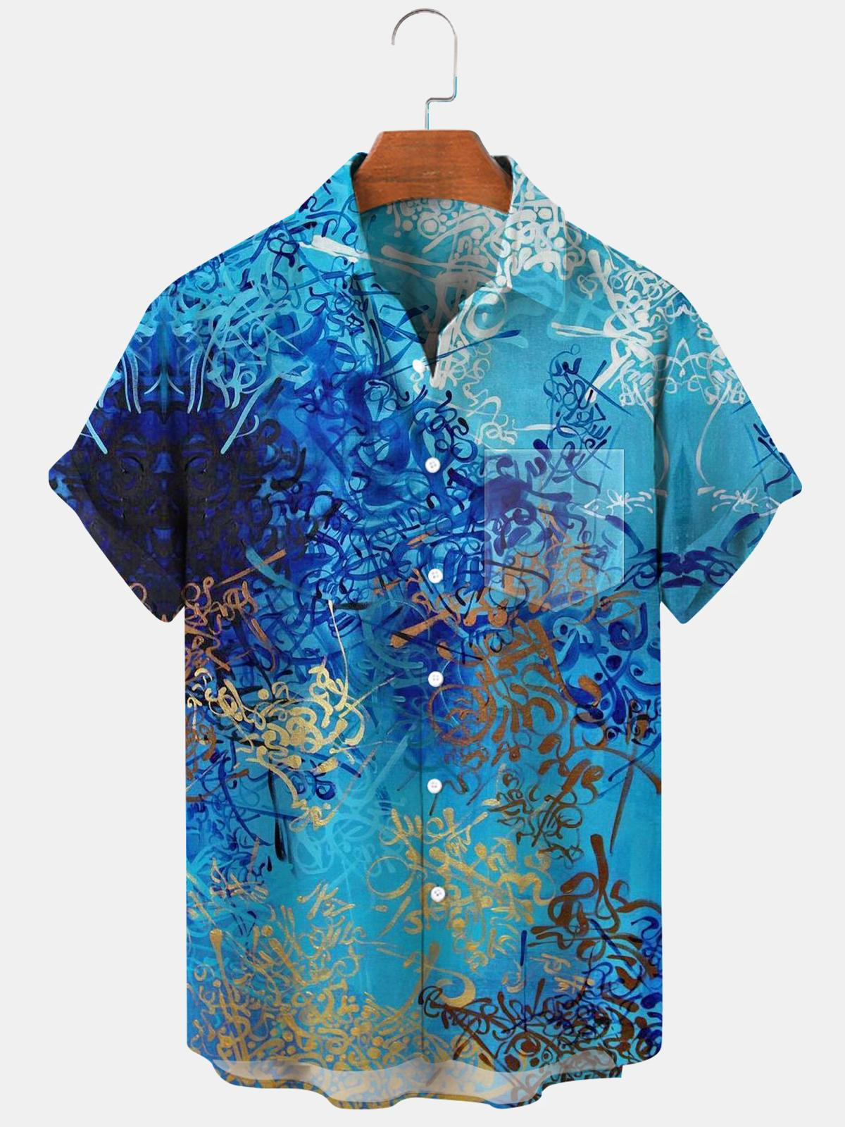 Abstract Men's Shirts With Pocket