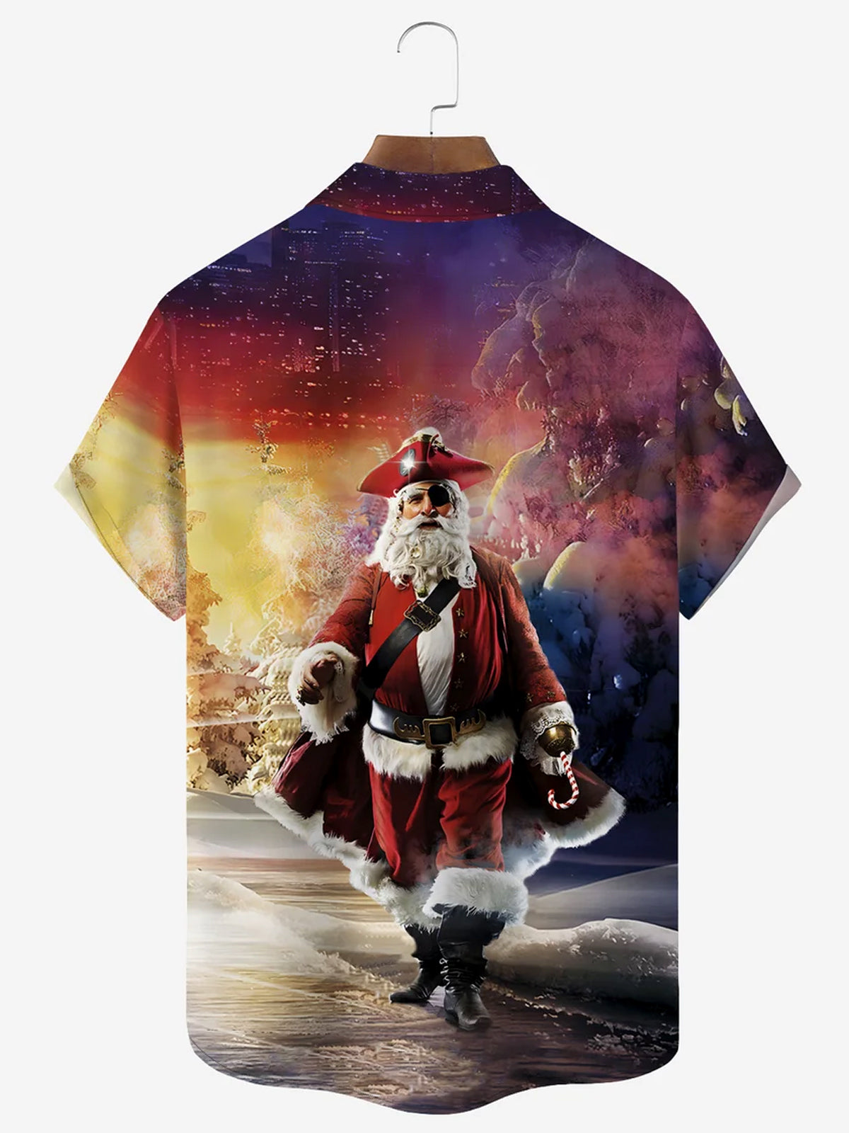 Christmas Pirate Short Sleeve Men's Shirts With Pocket