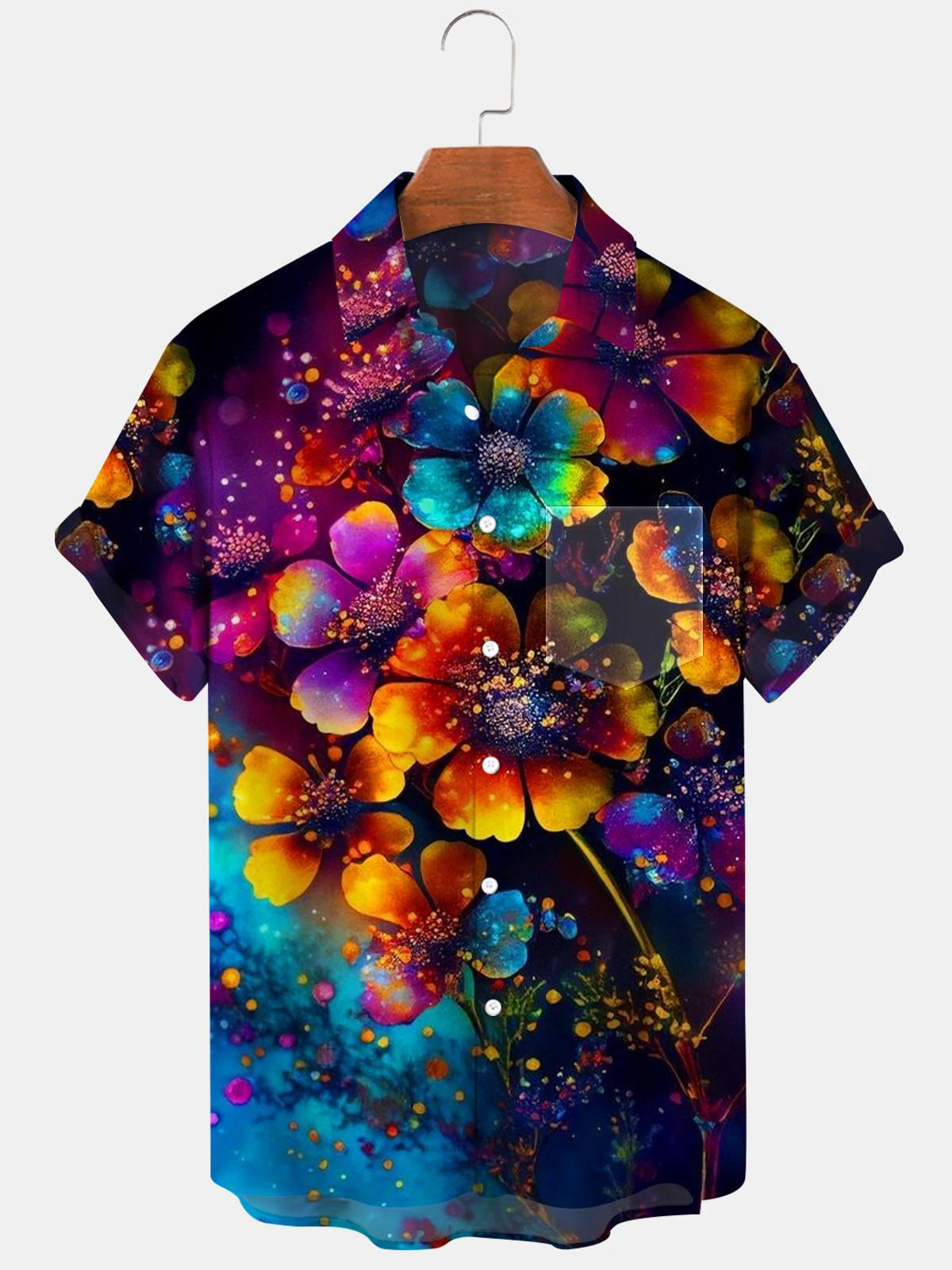 Flower Men's Shirts With Pocket