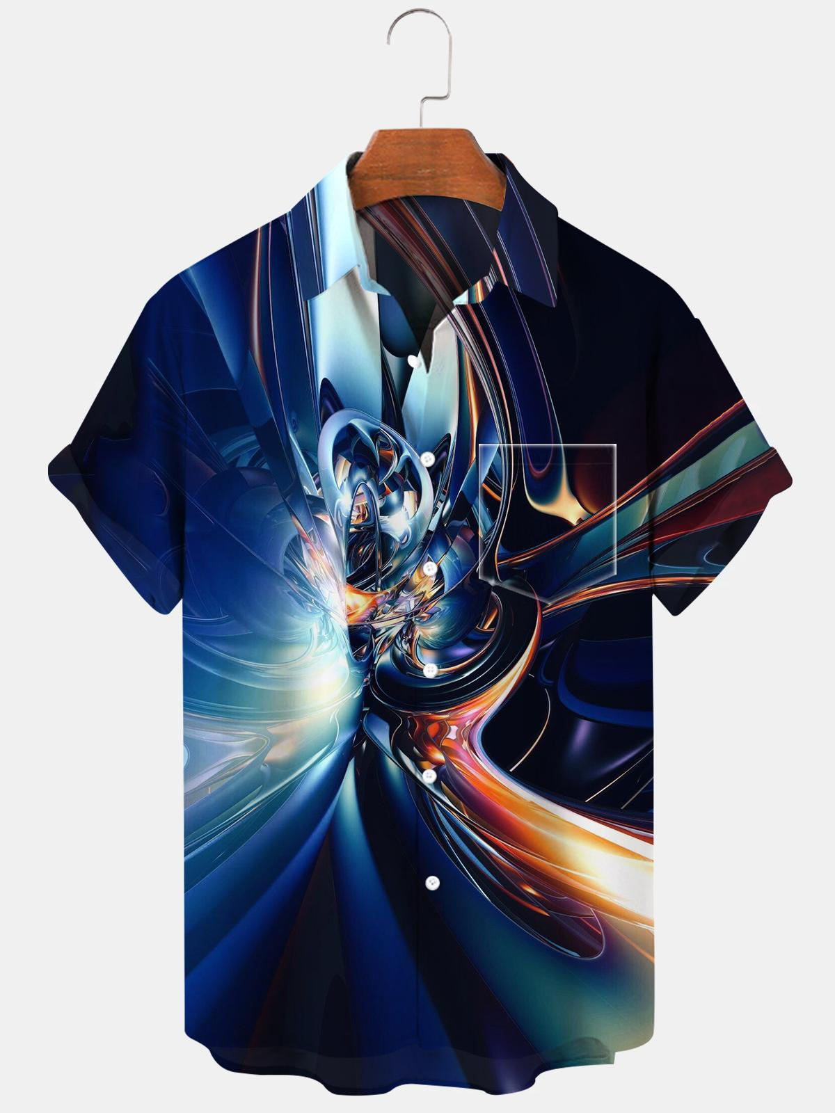 Abstract Men's Shirts With Pocket