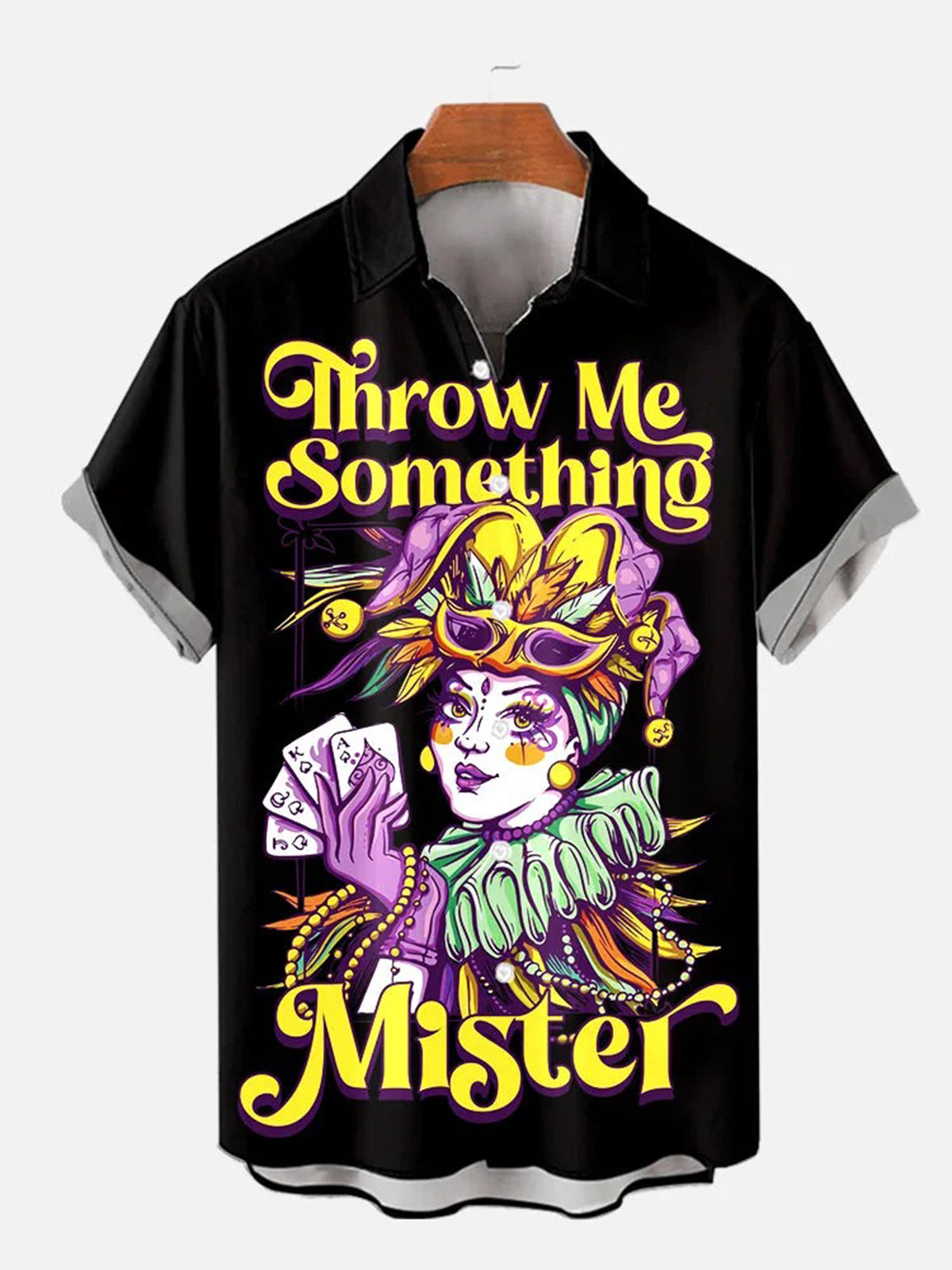 Karneval Maske Krone Königin Poker Kurzarm Herren Shirts