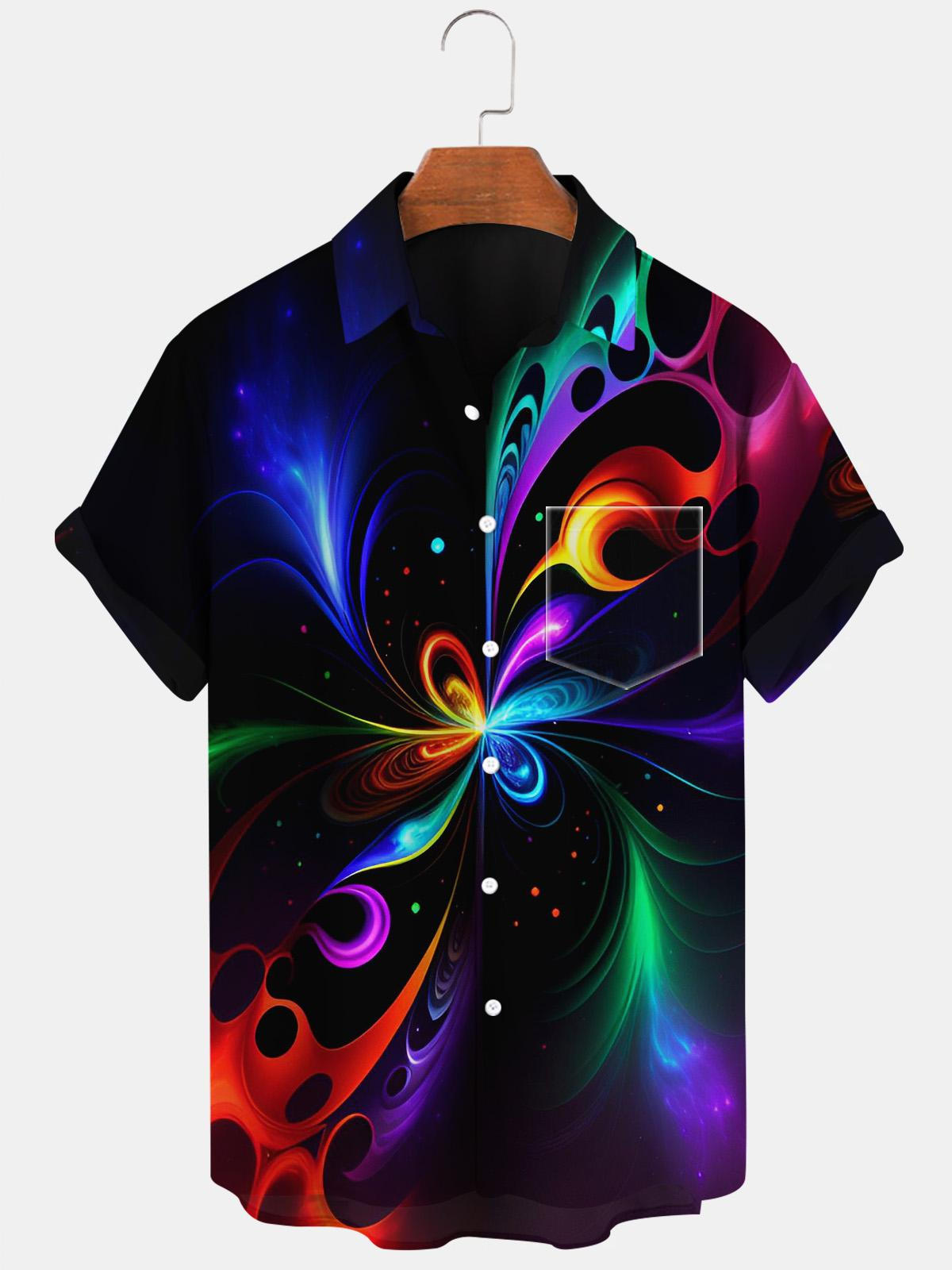 Abstract Men's Shirts With Pocket