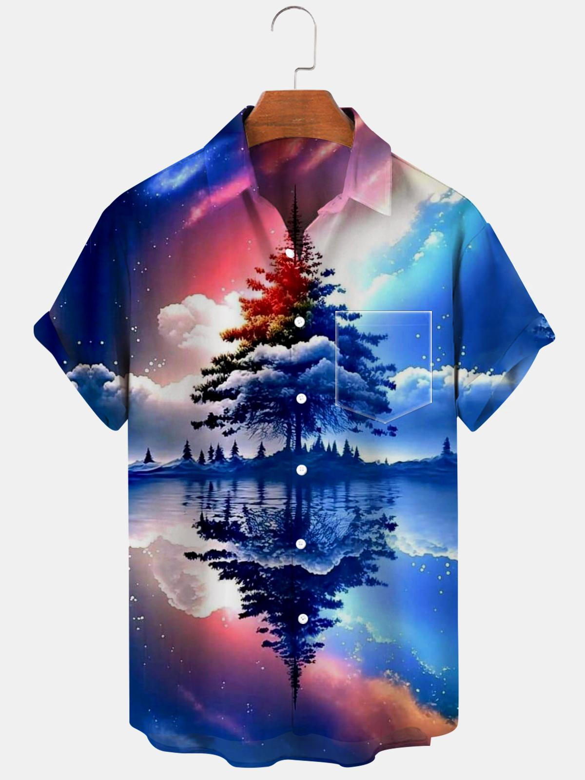 Tree Lake Aurora Short Sleeve Men's Shirts With Pocket