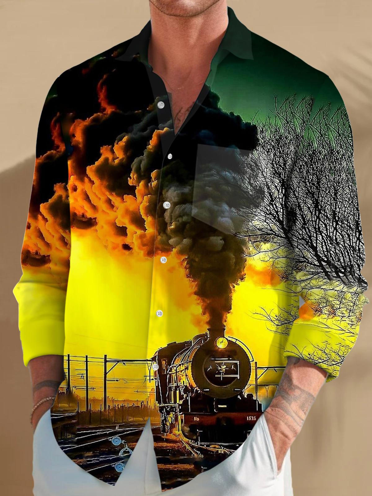 Train Long Sleeve Men's Shirts With Pocket