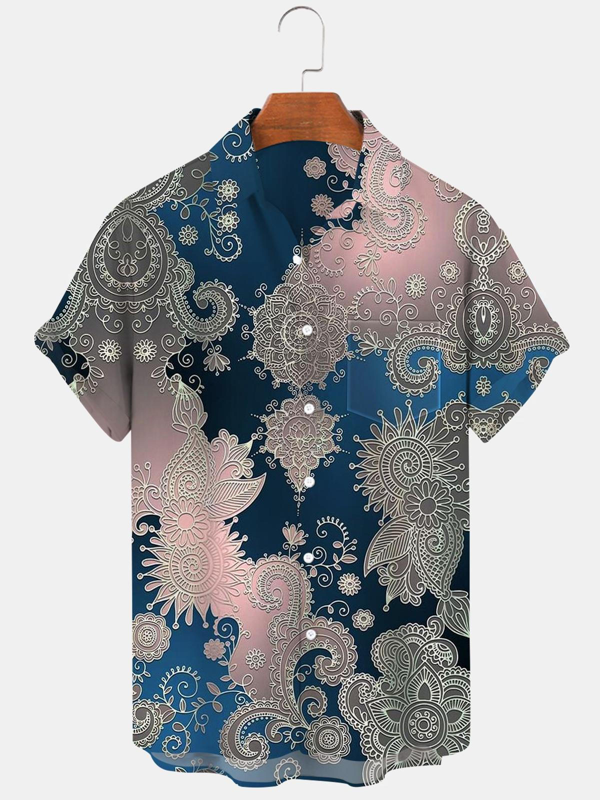 Abstract Men's Shirts With Pocket