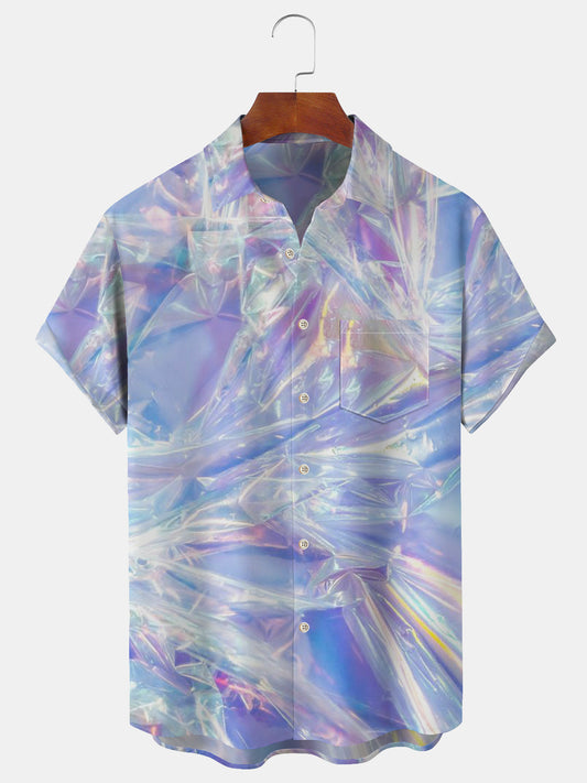 Gradient Art Hawaiian Short Sleeve Men's Shirts With Pocket