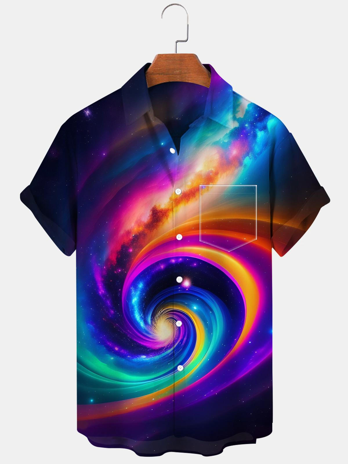 Abstract Men's Shirts With Pocket