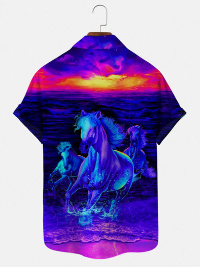 Horse Men's Shirts With Pocket