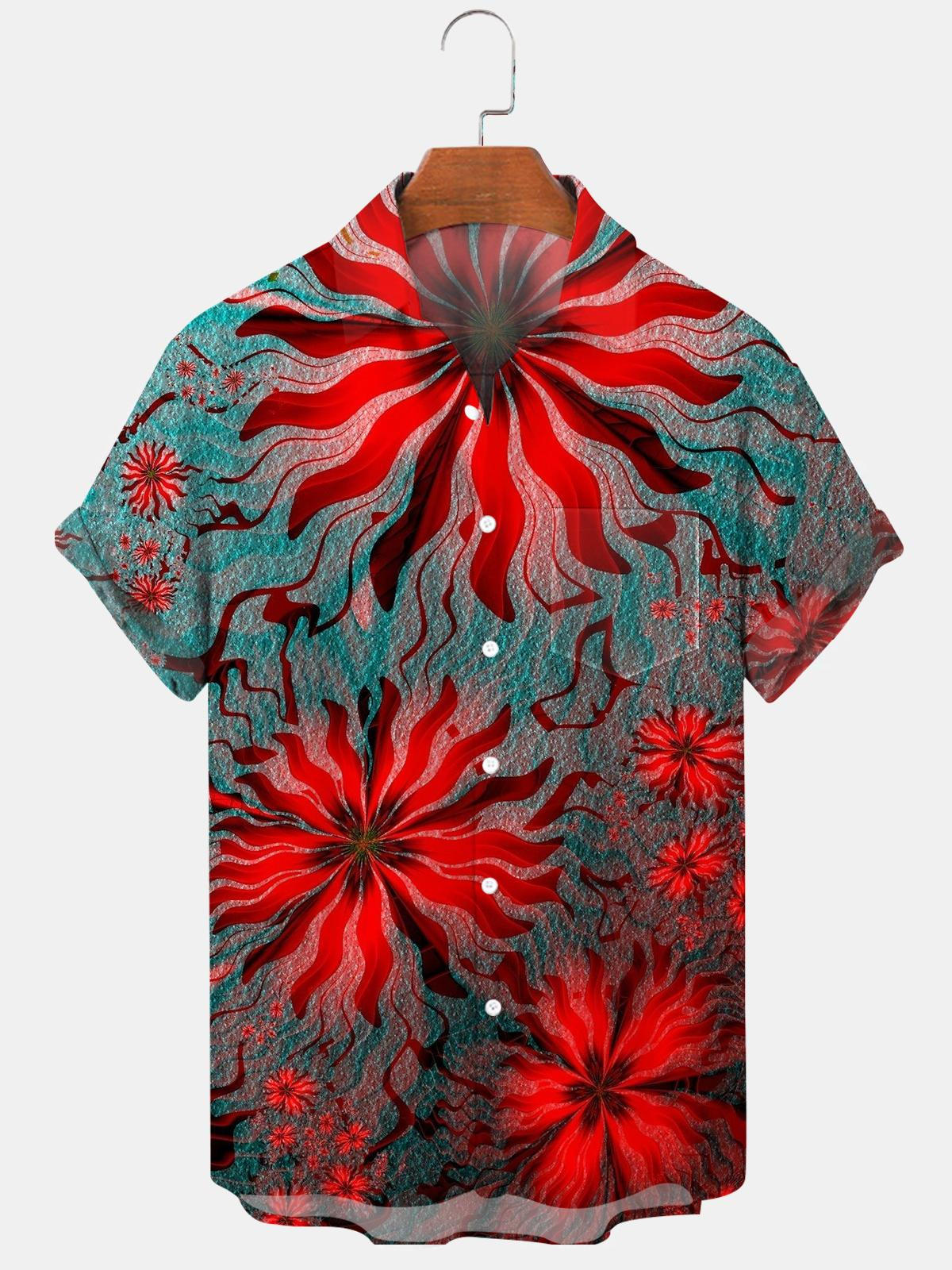 Flower Men's Shirts With Pocket