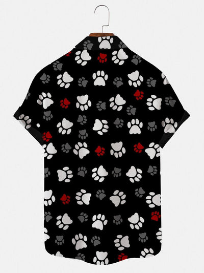 Dog Paw Men's Shirts With Pocket