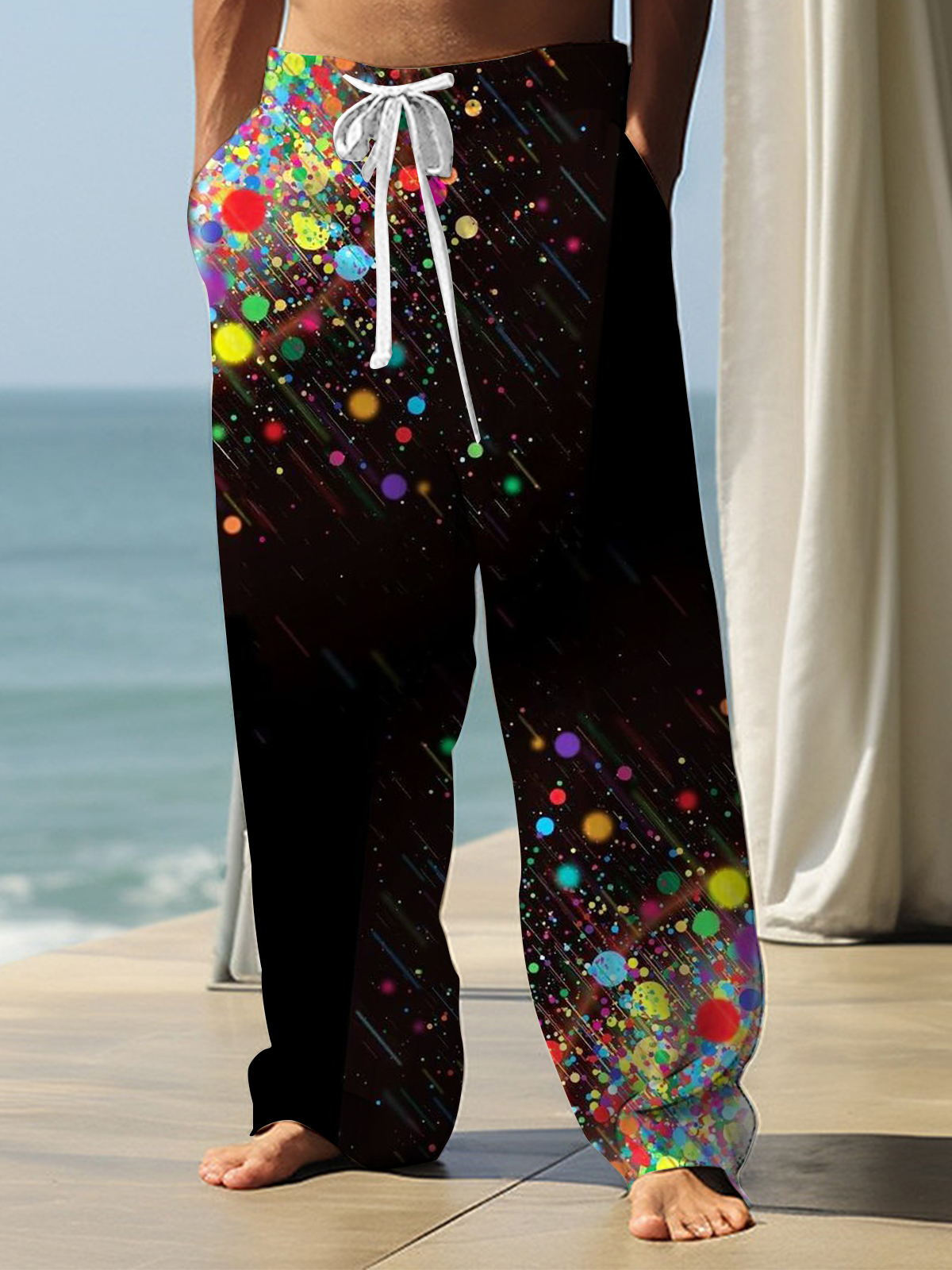 Colorful Cool Print Men's Casual Elastic Waist Pants