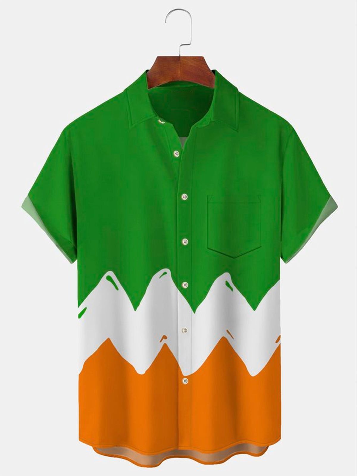 St. Patrick's Holiday Kurzarm Herrenhemden mit Tasche