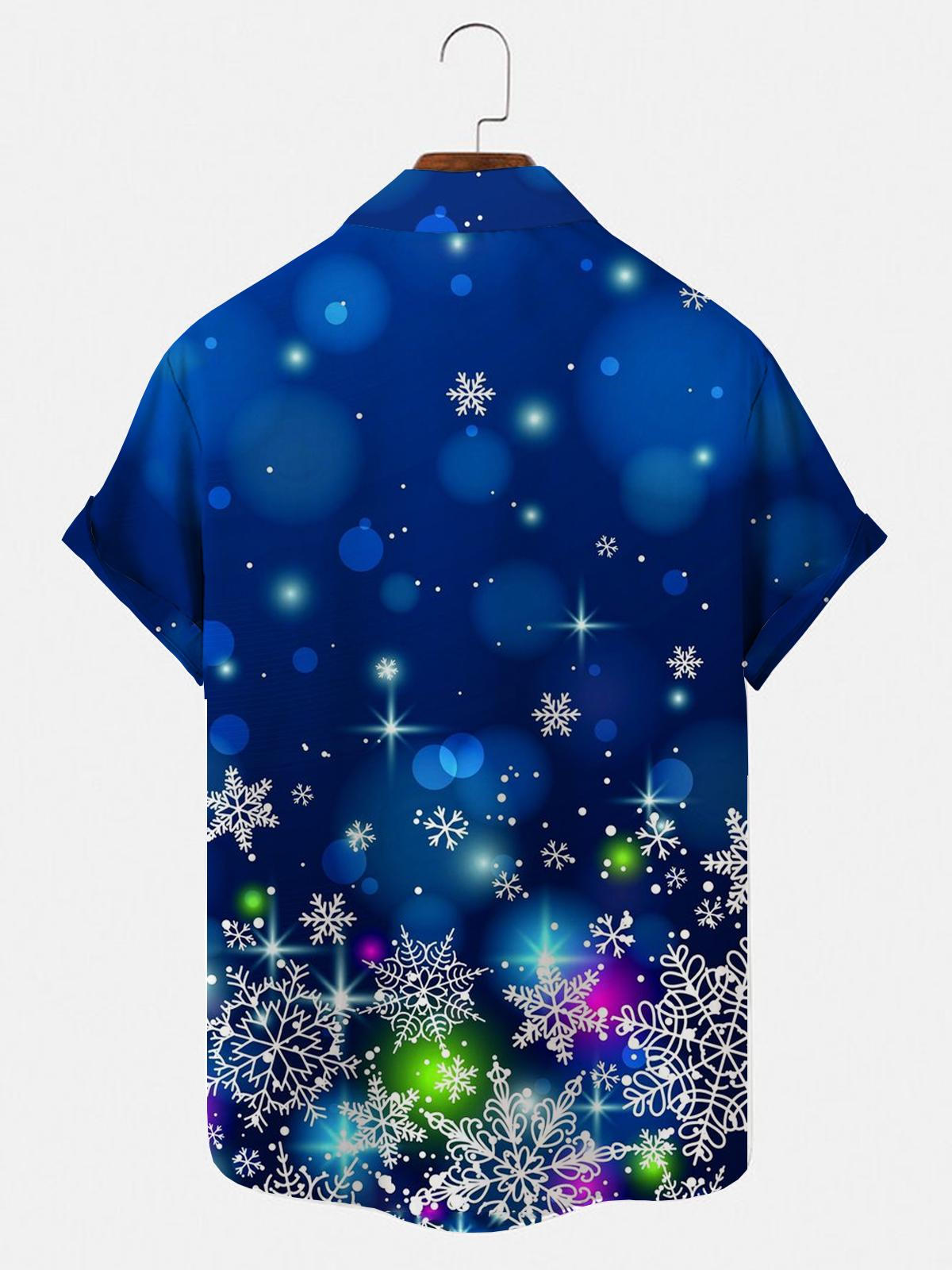 Christmas Snowflake Men's Shirts With Pocket