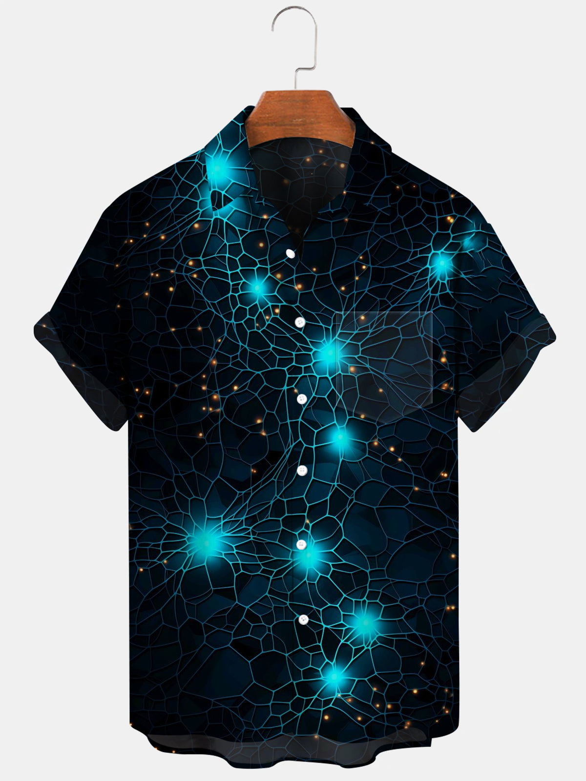 Abstract Short Sleeve Men's Shirts With Pocket