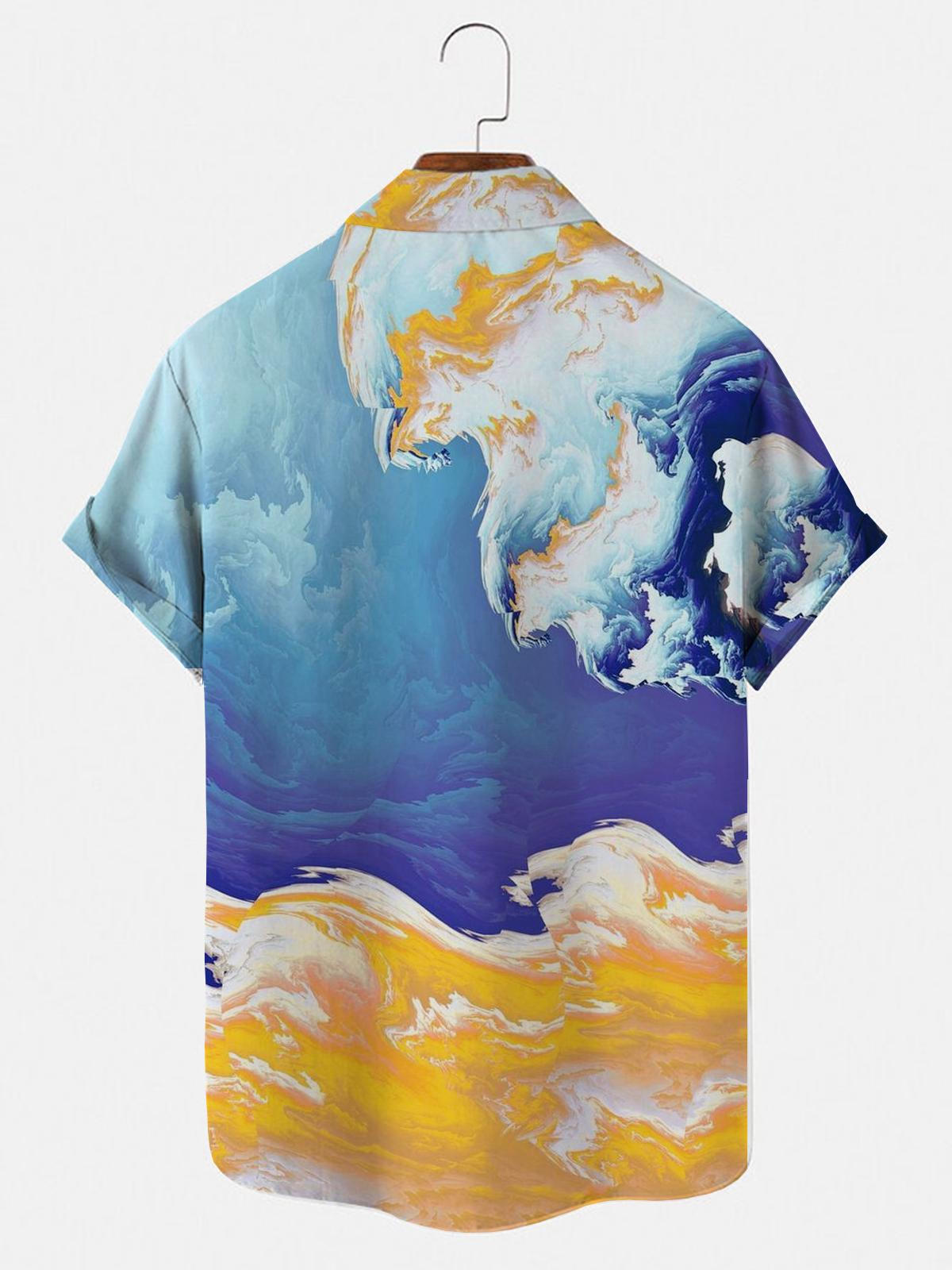 Sea Wave Men's Shirts With Pocket