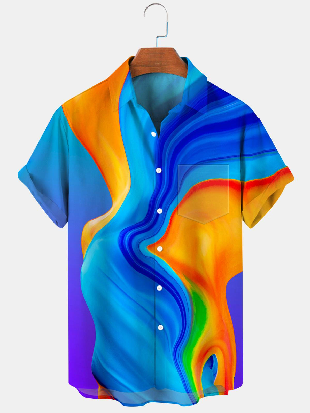 Abstract Men's Shirts With Pocket