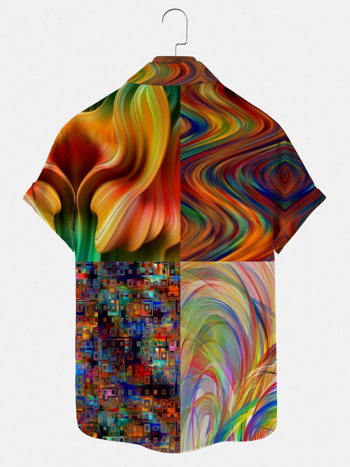 Abstract Men's Shirts With Pocket