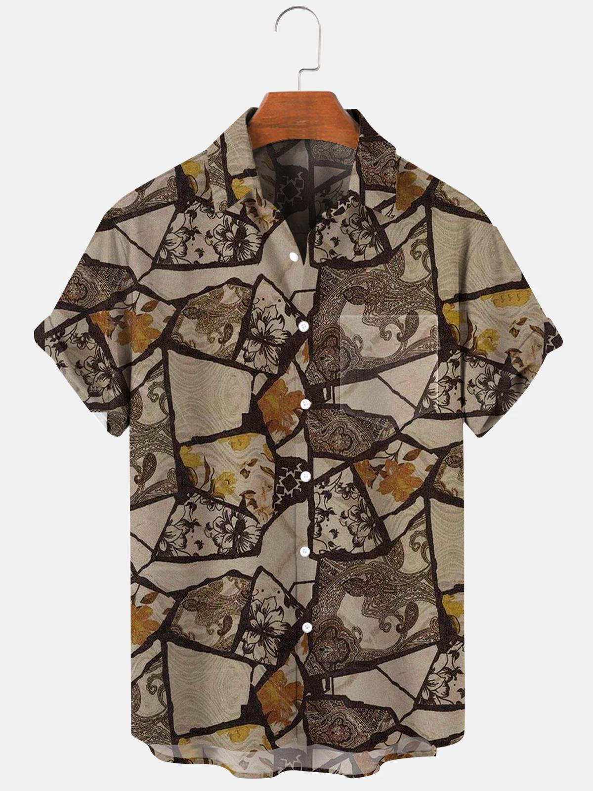 Flower Men's Shirts With Pocket