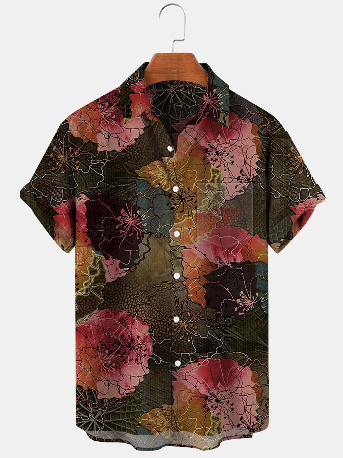 Flower Men's Shirts With Pocket