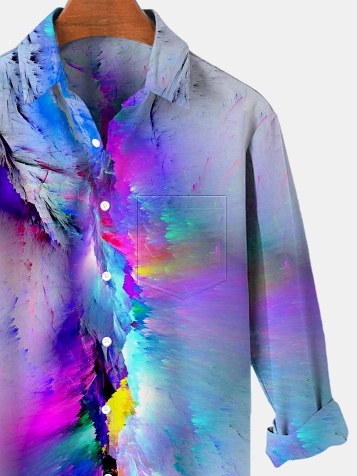 Abstract Long Sleeve Men's Shirts With Pocket