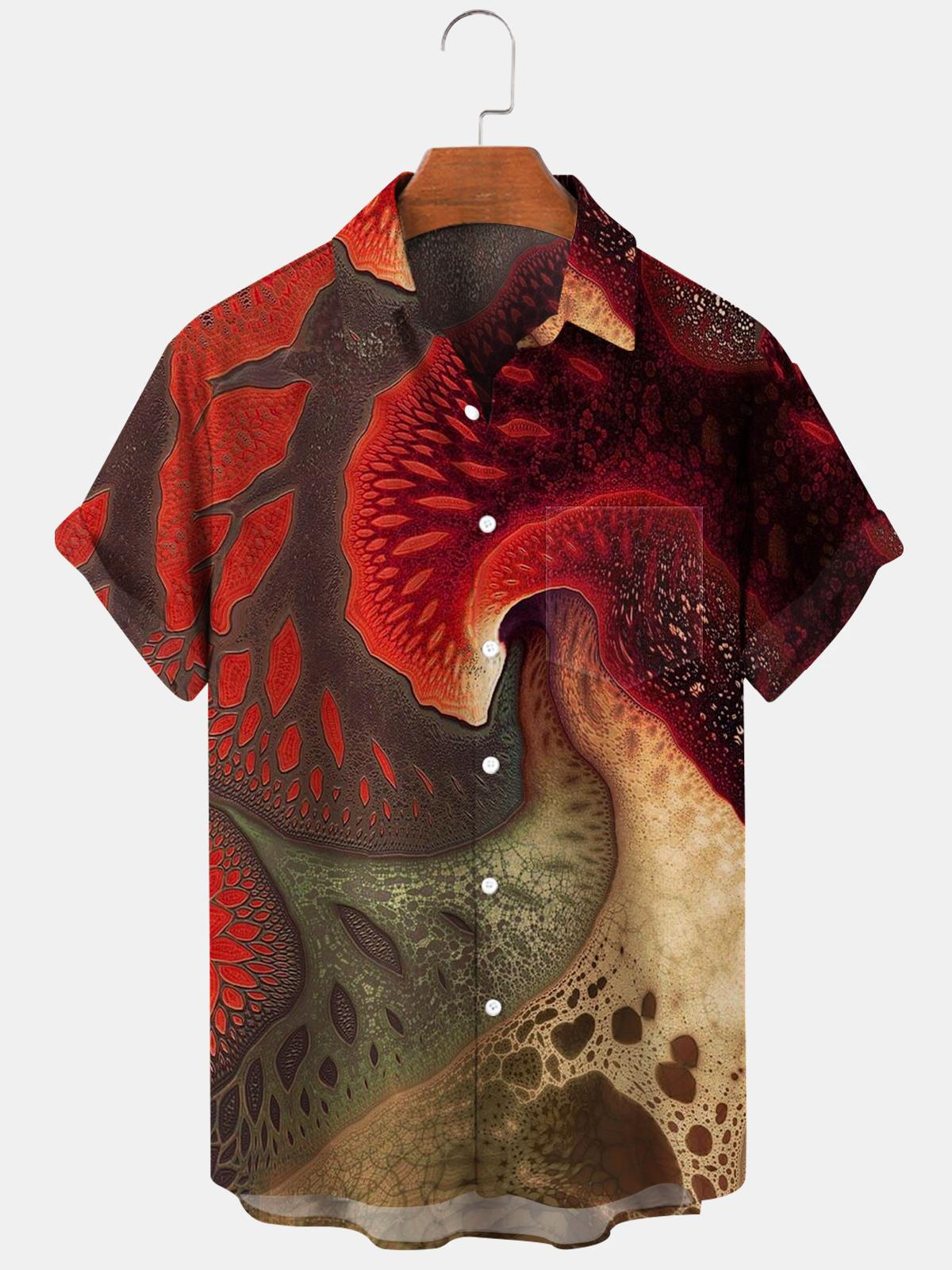 Abstract Men's Shirts With Pocket