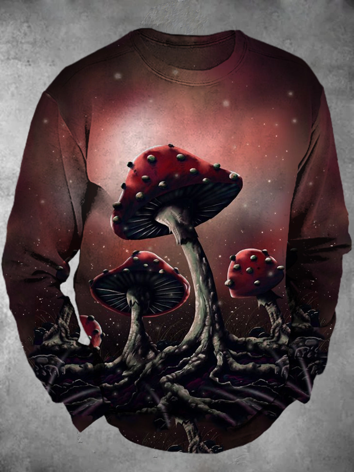 Mushroom Round Neck Long Sleeve Men's Top