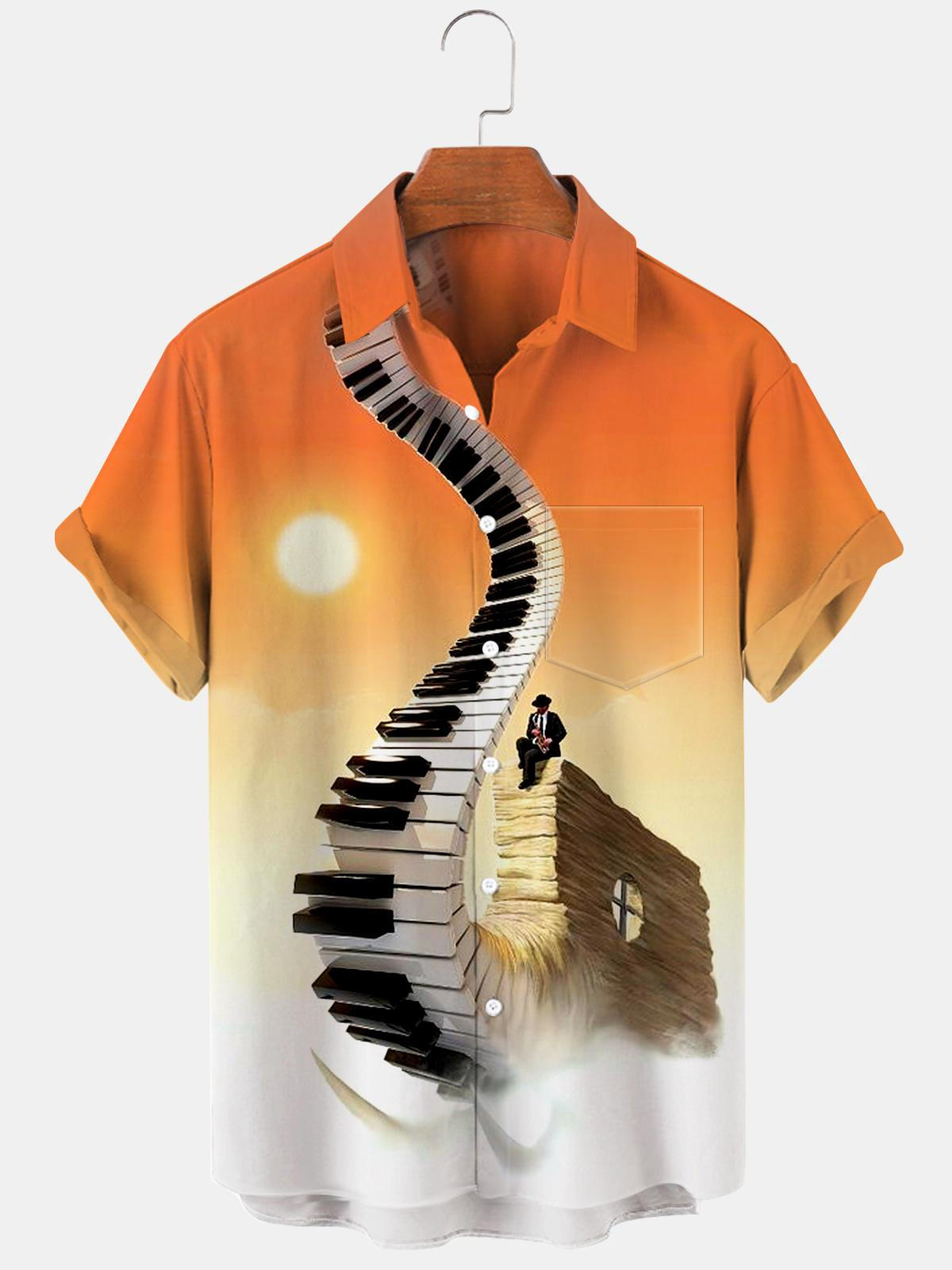 Piano Man Men's Shirts With Pocket