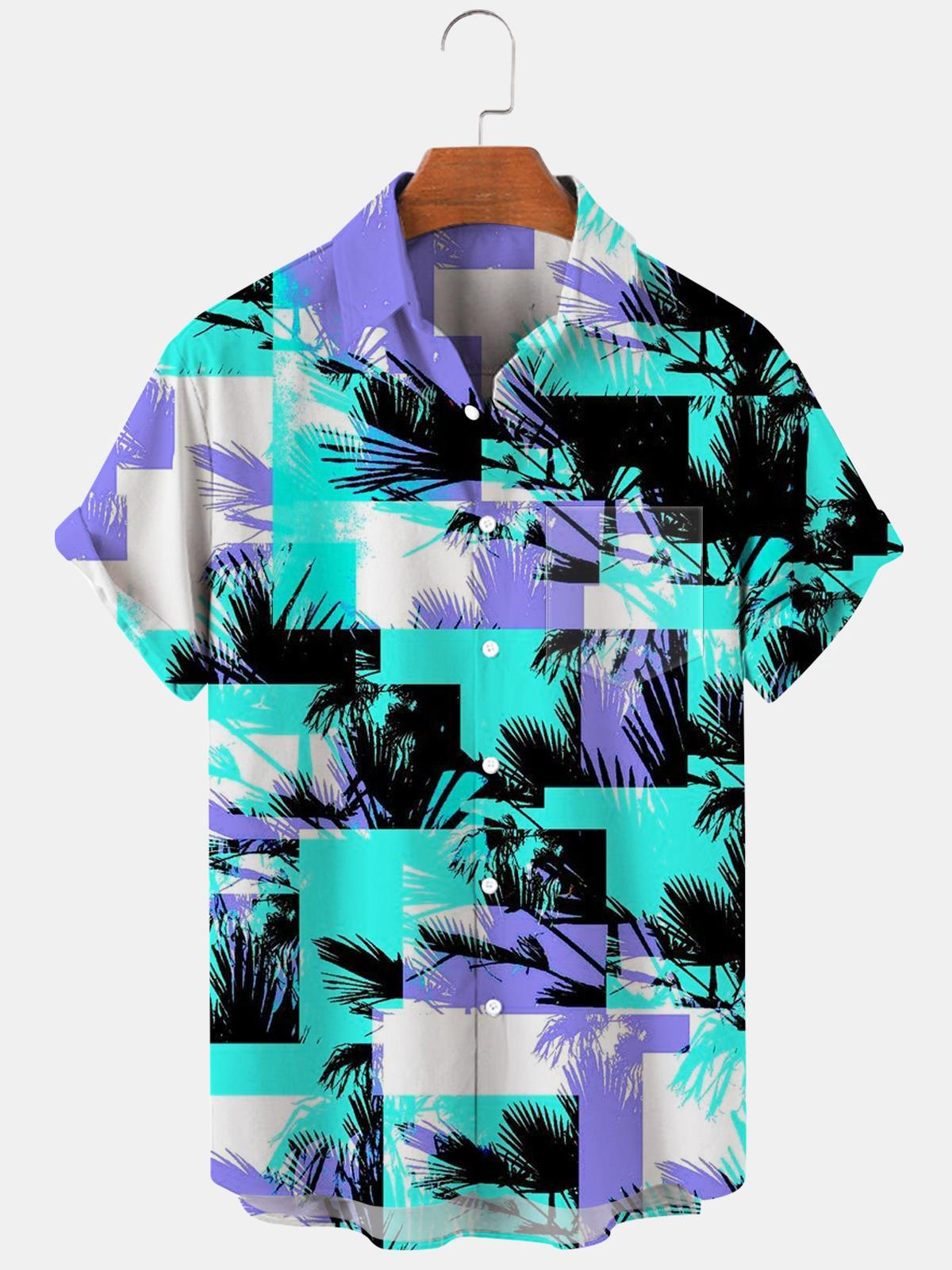 Coconut Palm Square Men's Shirts With Pocket