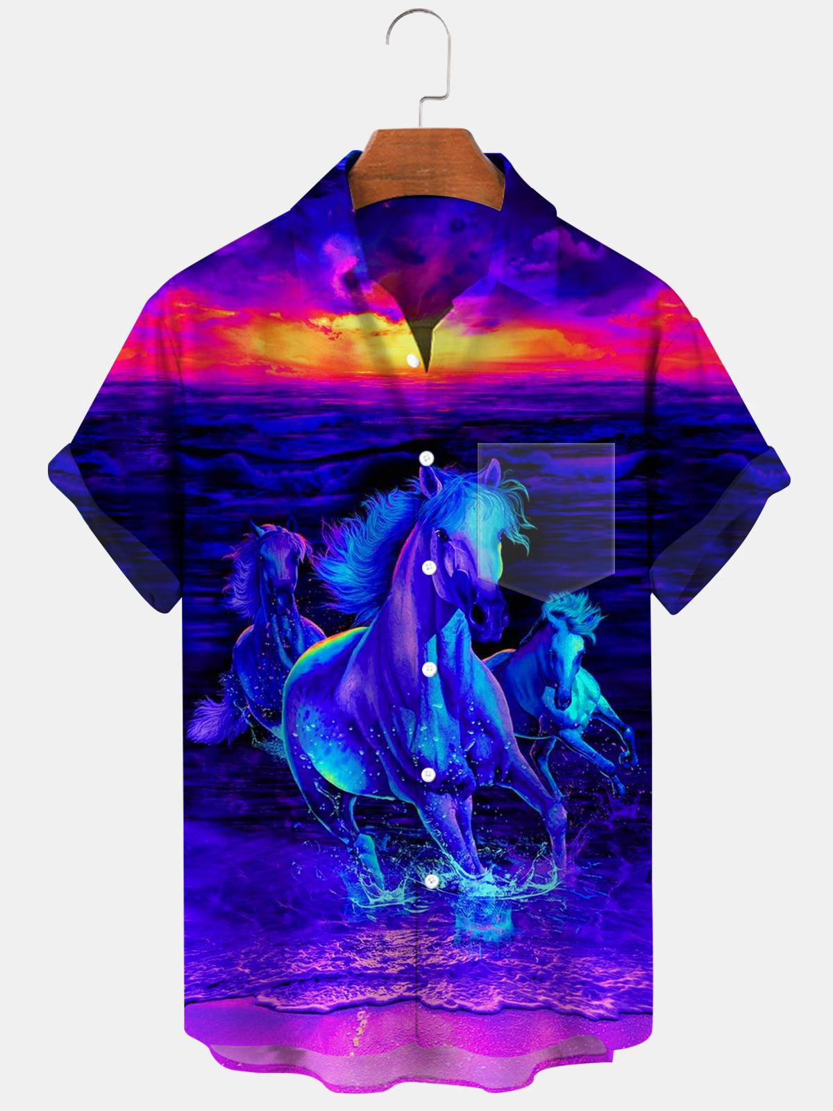 Horse Men's Shirts With Pocket