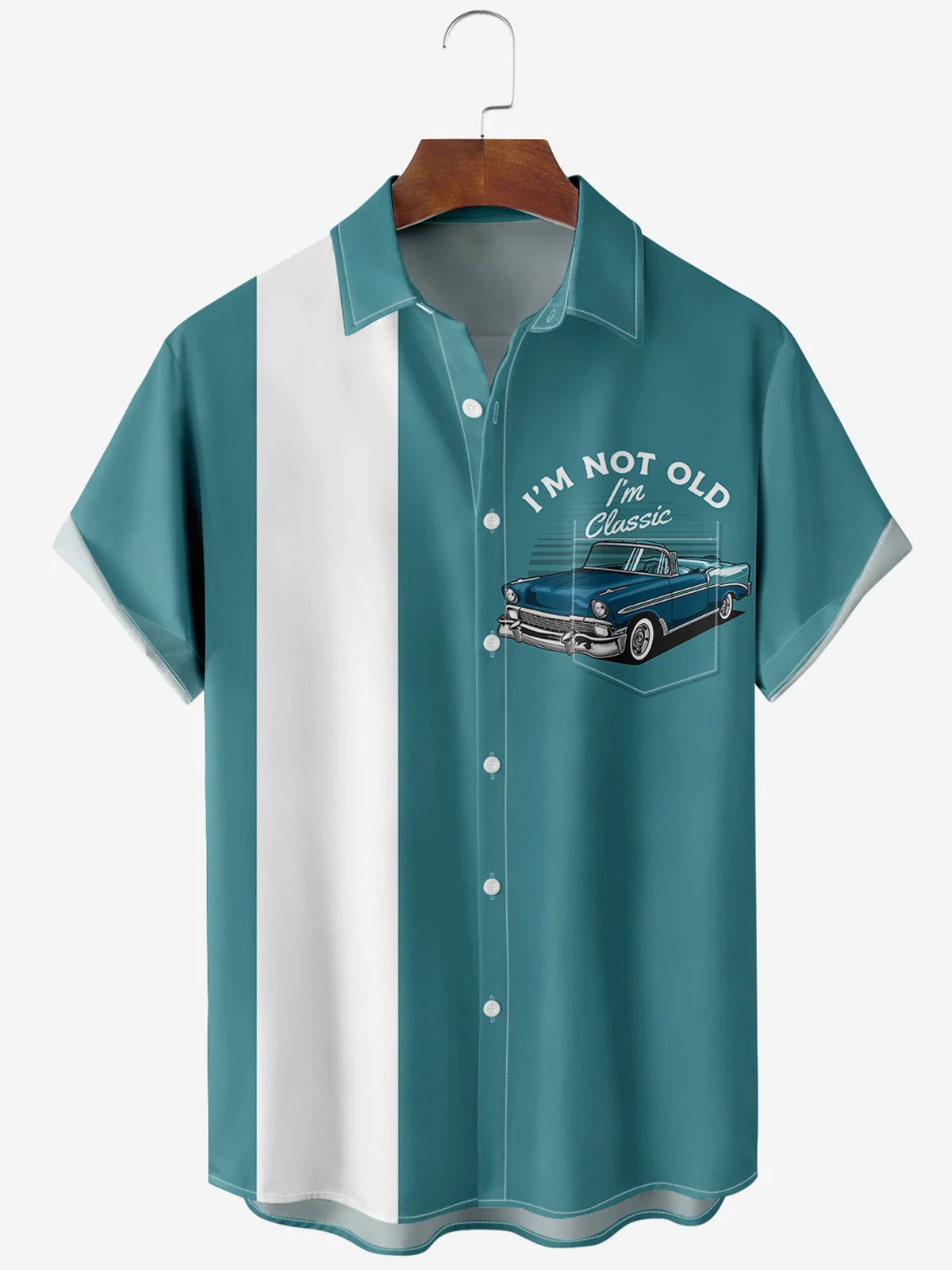 Text Pattern Combination Short Sleeve Men's Shirts With Pocket