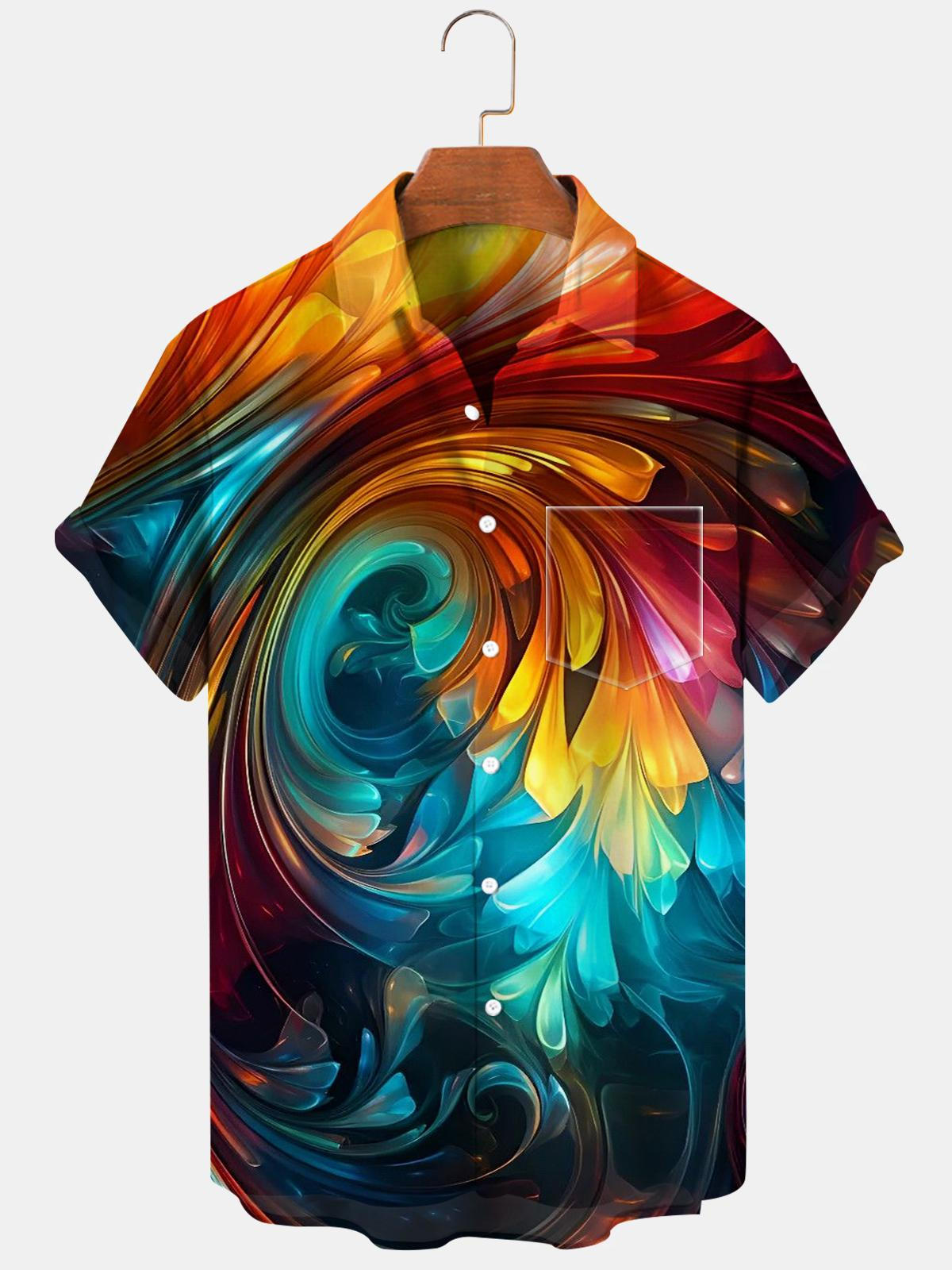 Abstract Men's Shirts With Pocket