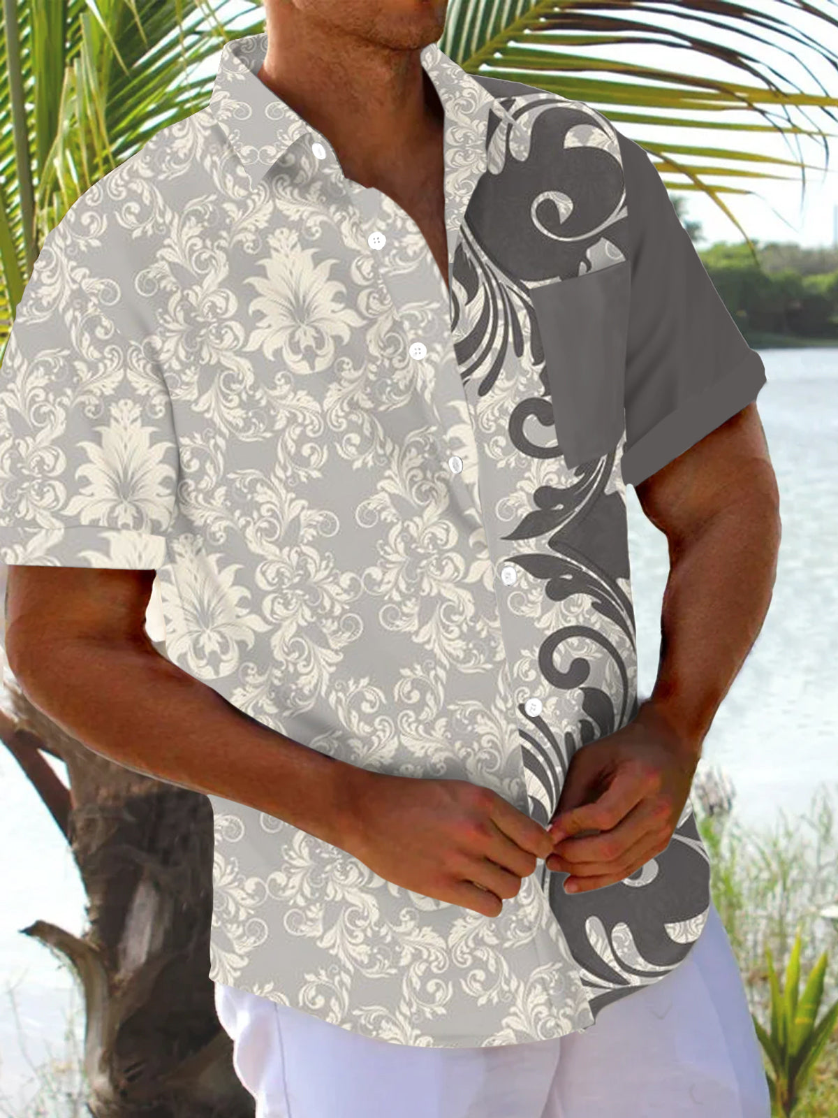 Vintage Balot Contrast Print Men's Short Sleeve Shirt