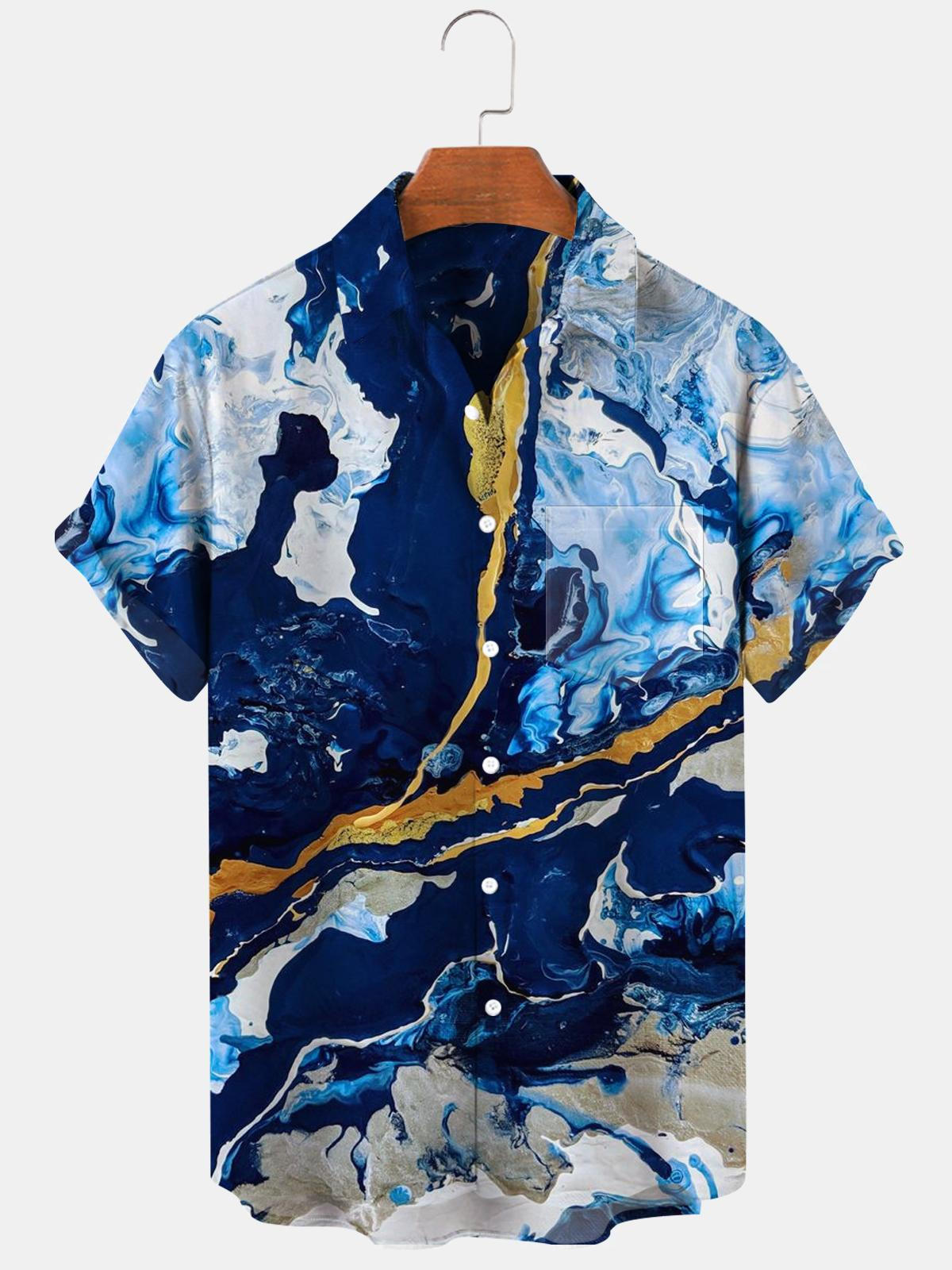 Sea Abstract Men's Shirts With Pocket